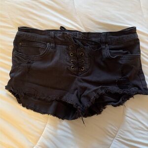 Billabong Black Lace-Up Jean Shorts